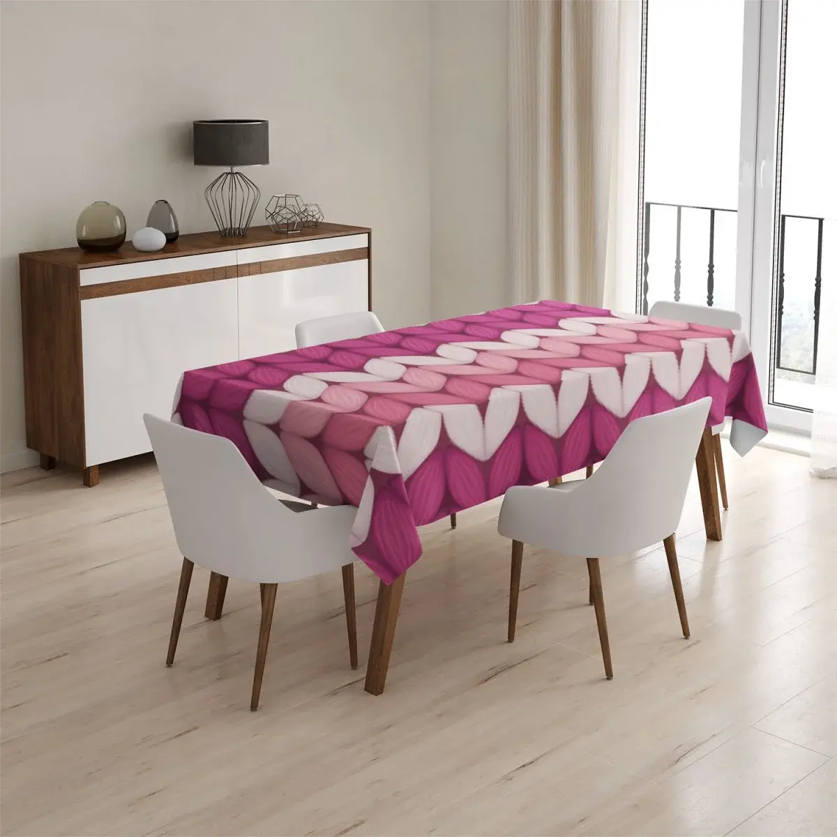 Ubrus Střídajíci růžové pletení - 90x90 cm