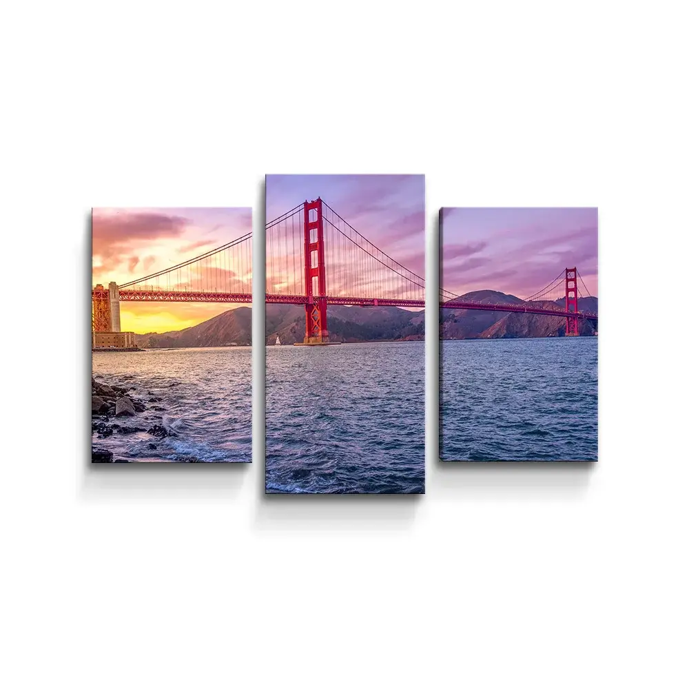 Obraz - 3-dílný Golden Gate 5 - 75x50 cm