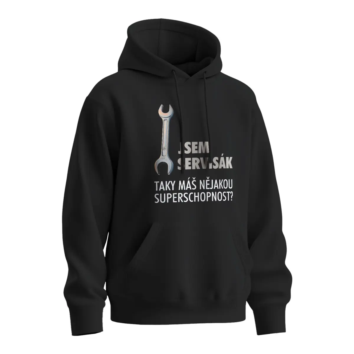 Mikina s potiskem Jsem servisák, taky máš nějakou superschopnost? - černá 3XL