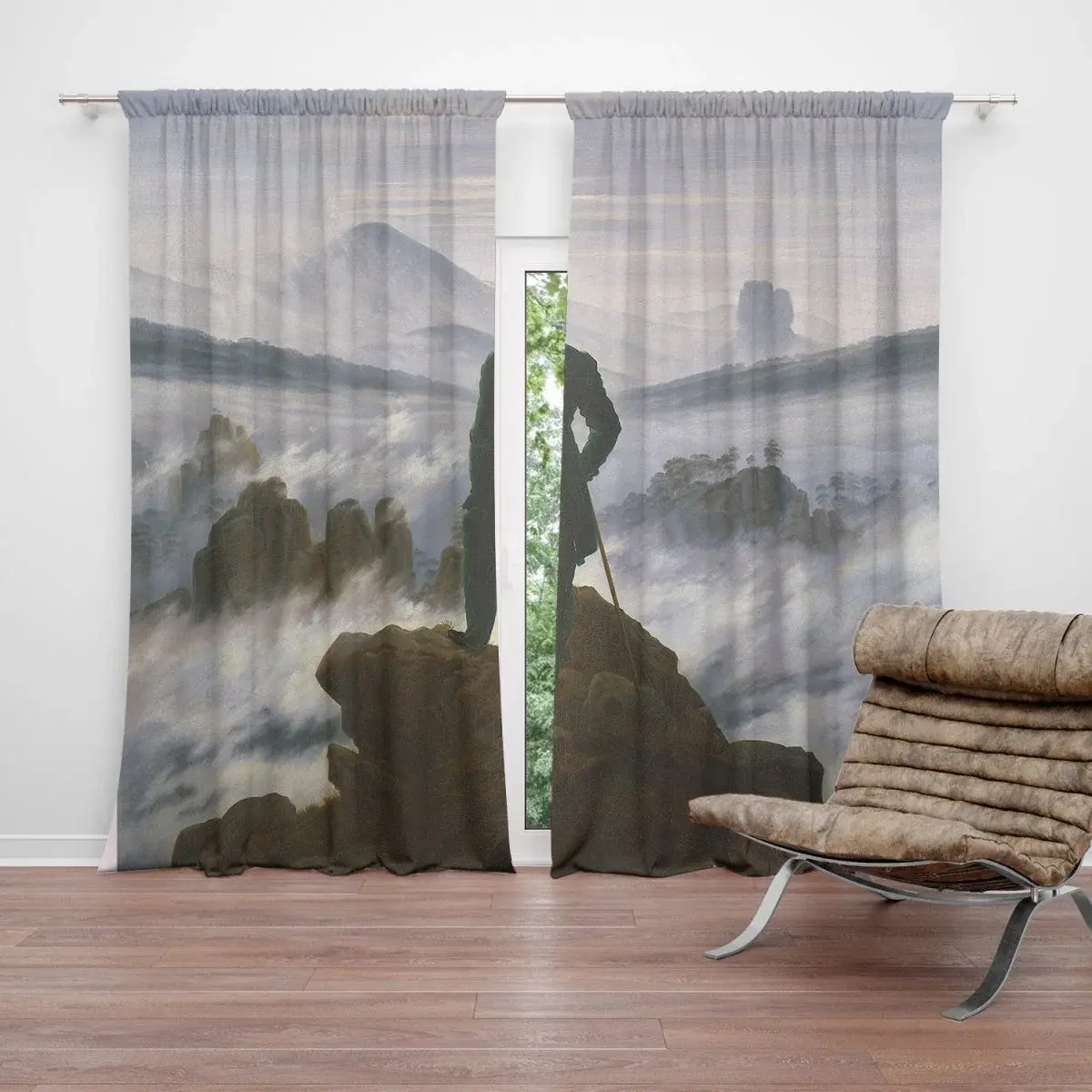 Závěs Poutník nad mořem mlhy - Caspar David Friedrich: 2ks 140x250cm