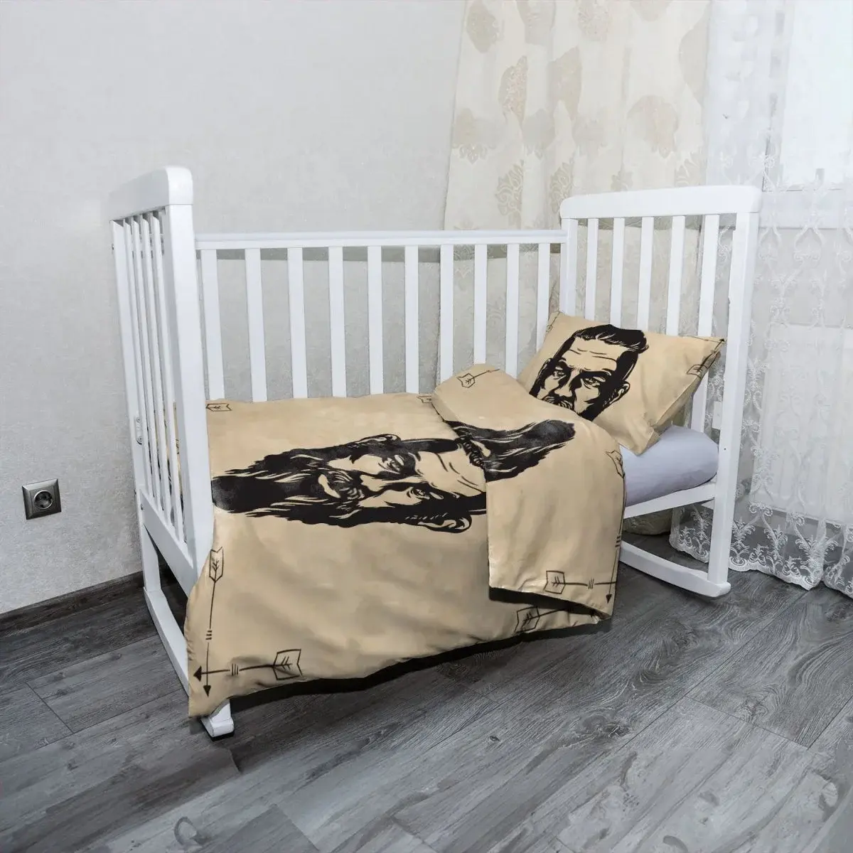 Mikroplyšové dětské povlečení do postýlky Vikingové Pergamen - 130x90 / 40x60