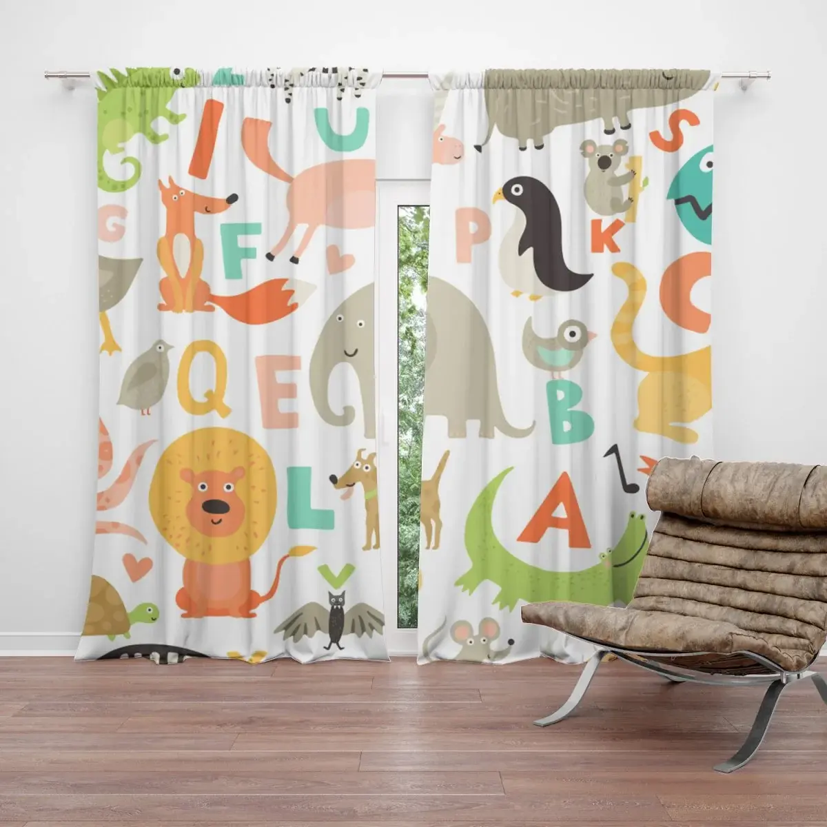 Závěs Zoo abeceda: 2ks 140x250cm