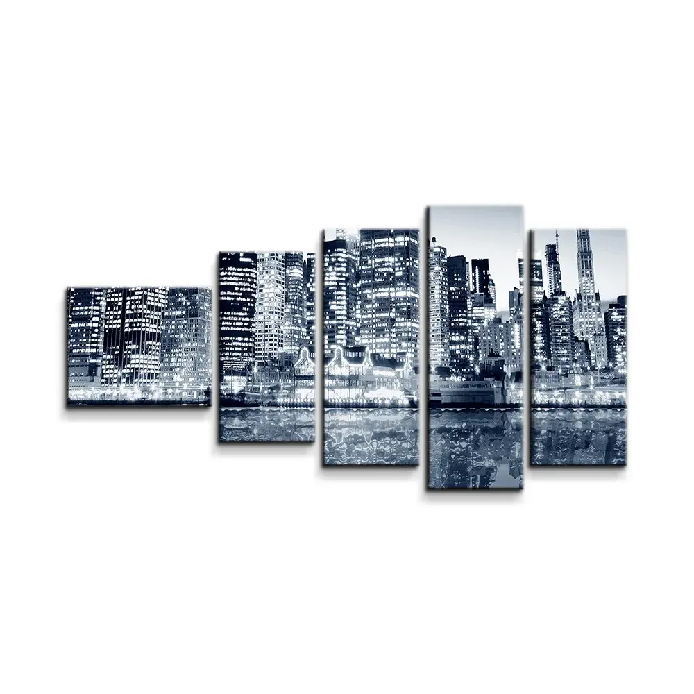 Obraz - 5-dílný Noční New York - 100x60 cm