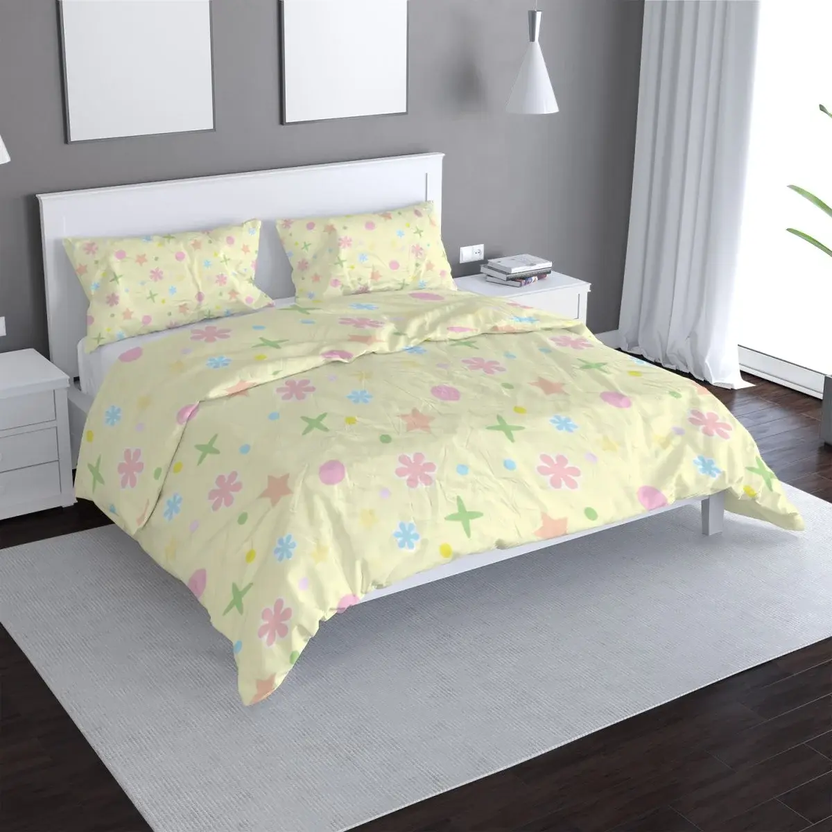 Povlečení Hvězdy, květy a puntíky - 140x220 / 90x70