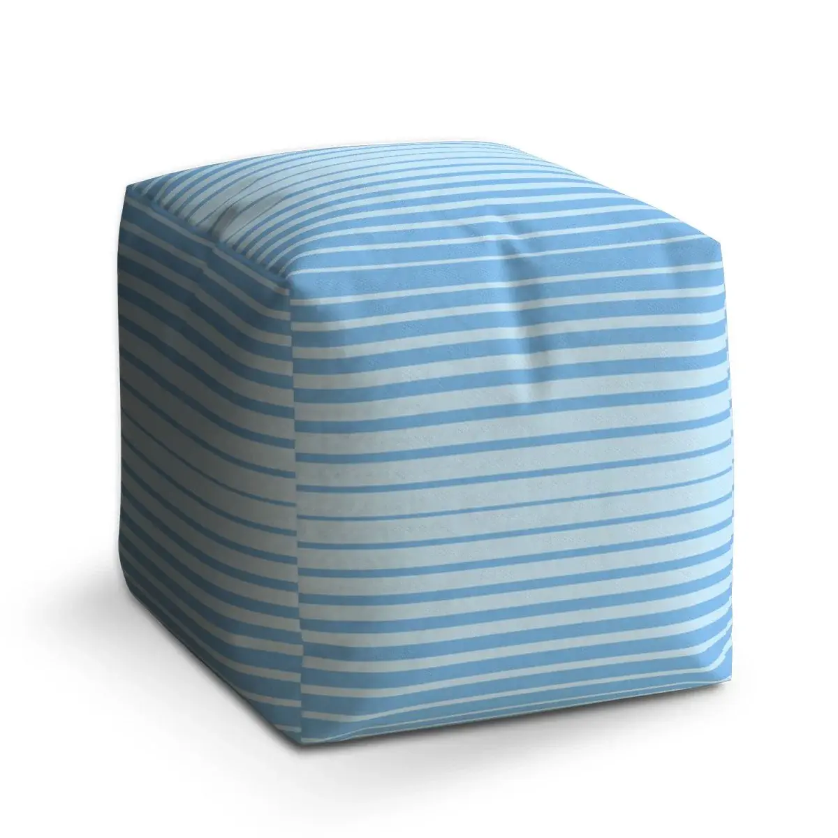 Taburet Cube Světle modré pruhy - 50x50x50 cm
