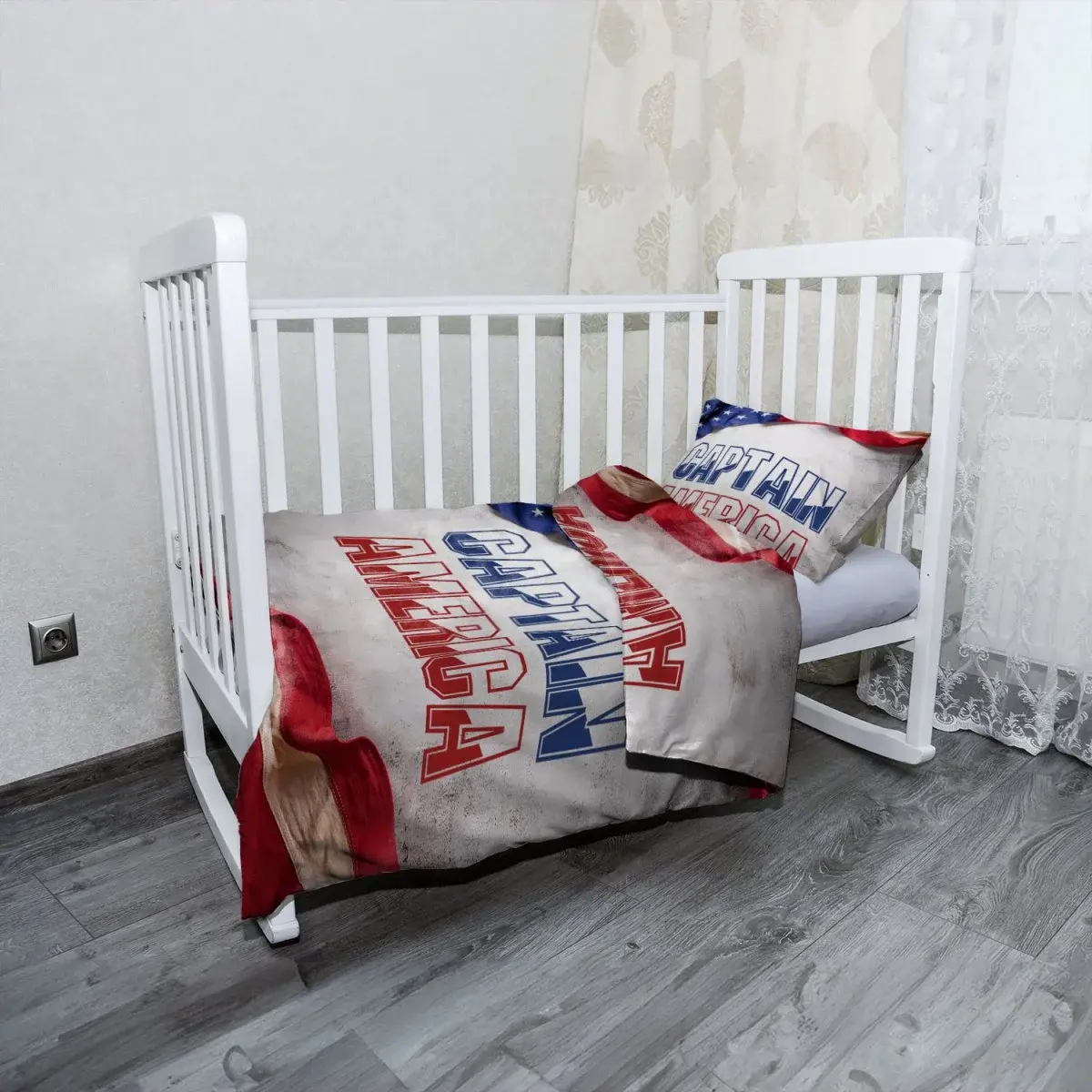 Mikroplyšové dětské povlečení do postýlky Kapitán Amerika Vlajka - 100x135 / 40x60