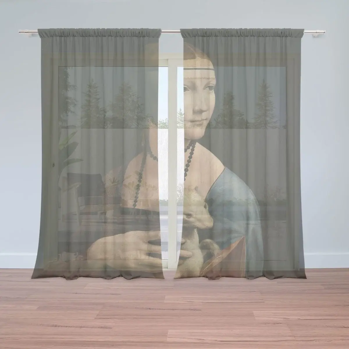 Záclony Dáma s hranostajem - Leonardo da Vinci: 2ks 150x250cm