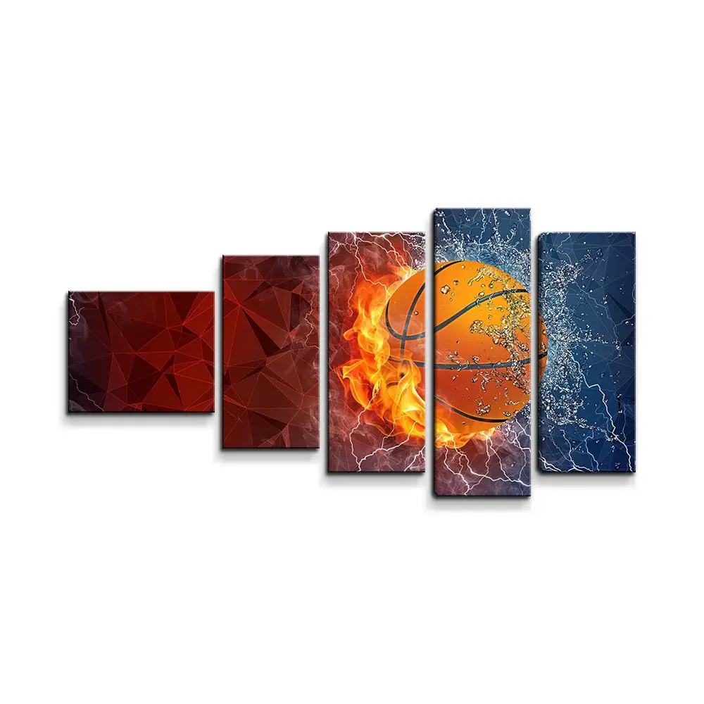 Obraz - 5-dílný Basketbalový míč - 100x60 cm