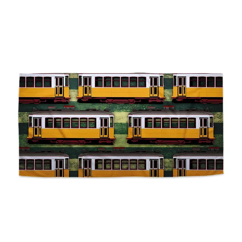 Ručník Lisabonské historické tramvaje Zelený Pattern - 70x140 cm