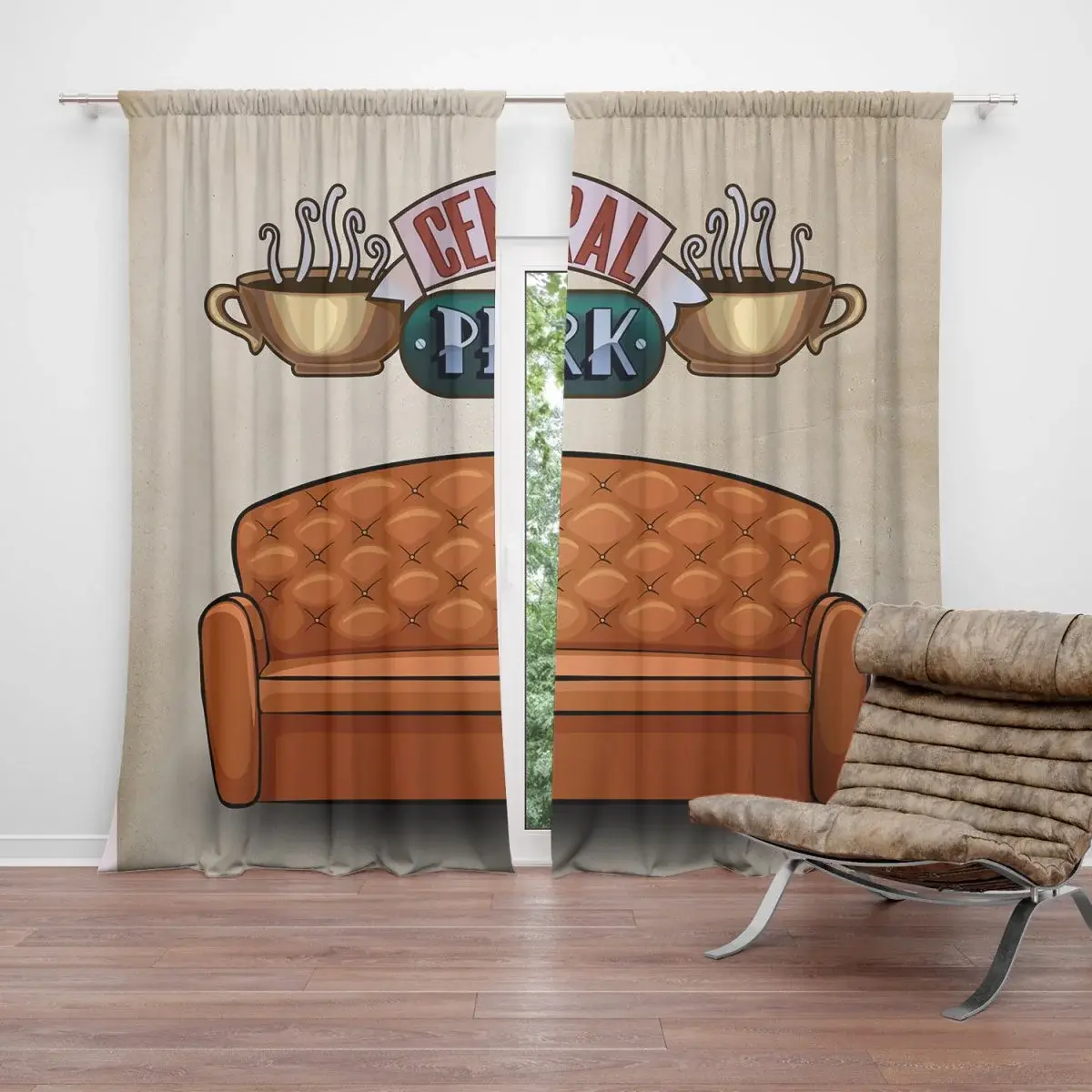Závěs Seriál přátelé CENTRAL PERK Gauč: 2ks 140x250cm