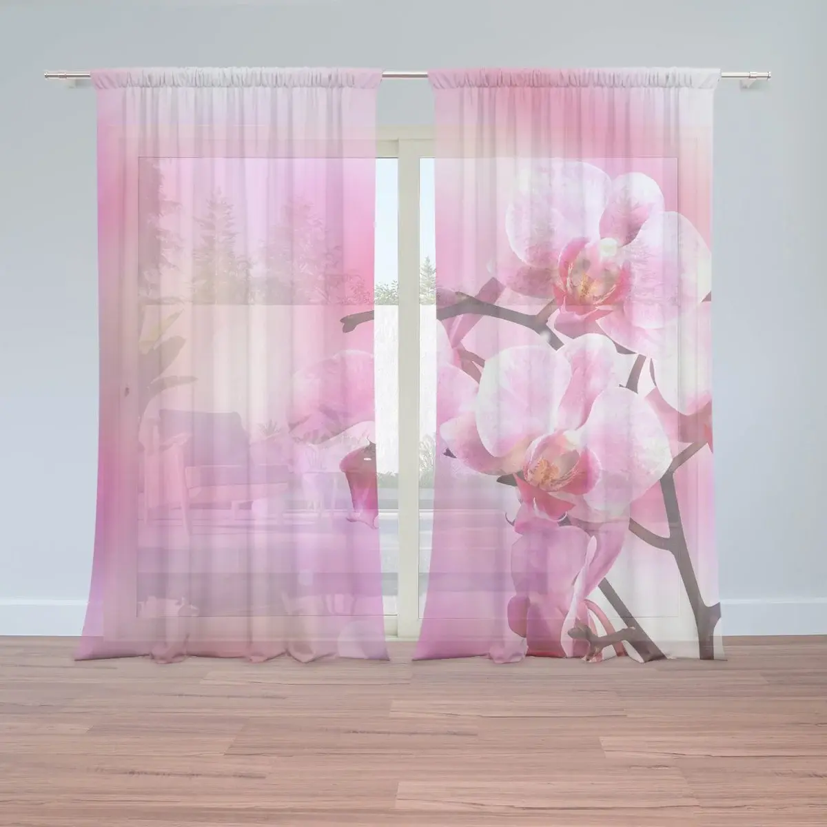 Záclony Květy orchideje: 2ks 150x250cm