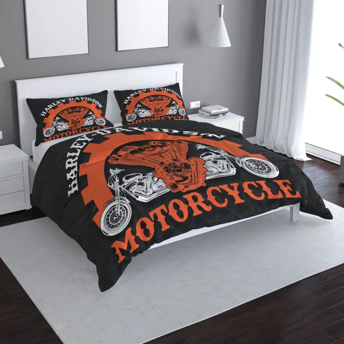 Povlečení Harley-Davidson motor Černé pozadí - 140x220 / 90x70