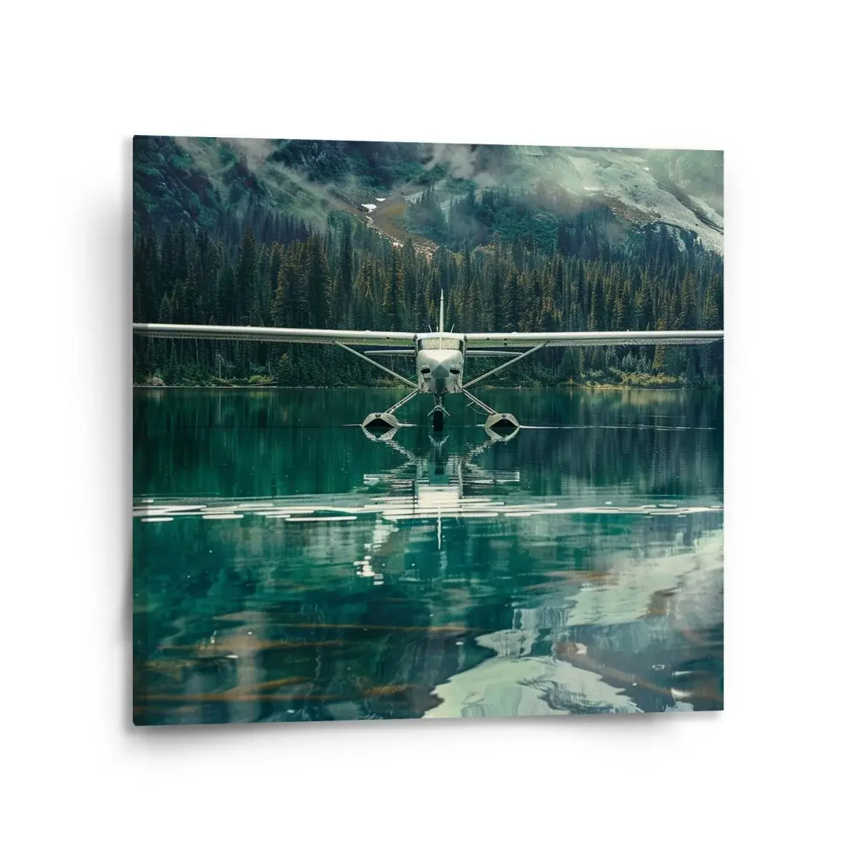 Obraz Hydroplán na horském jezeře - 110x110 cm
