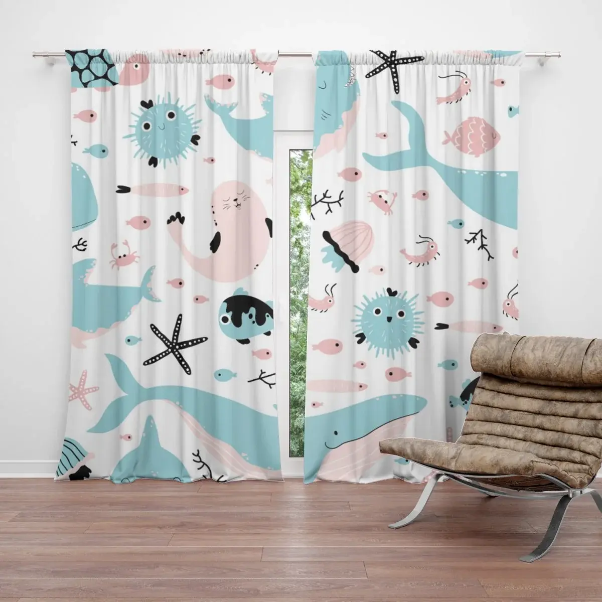 Závěs Animovaný mořský svět: 2ks 140x250cm