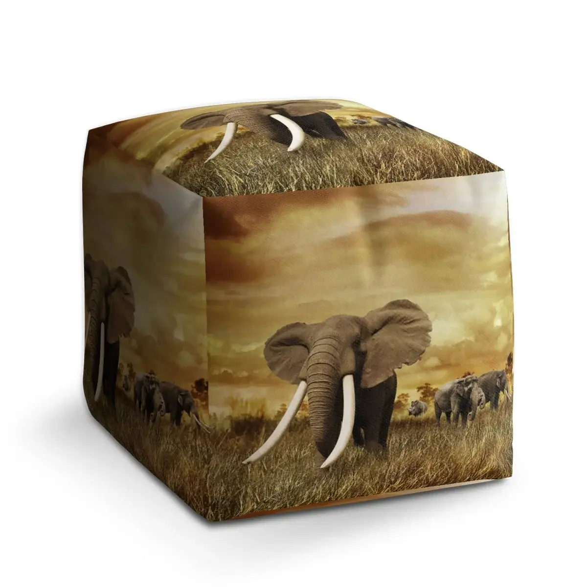 Taburet Cube Slon Africký - 60x60x60 cm