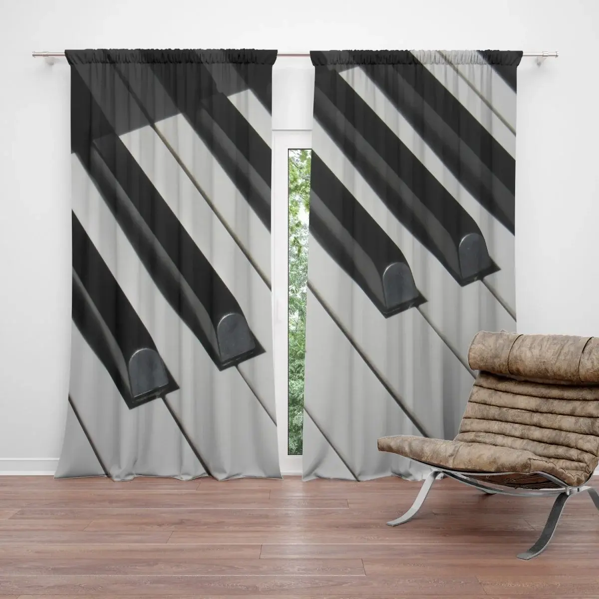Závěs Klávesy piana: 2ks 140x250cm