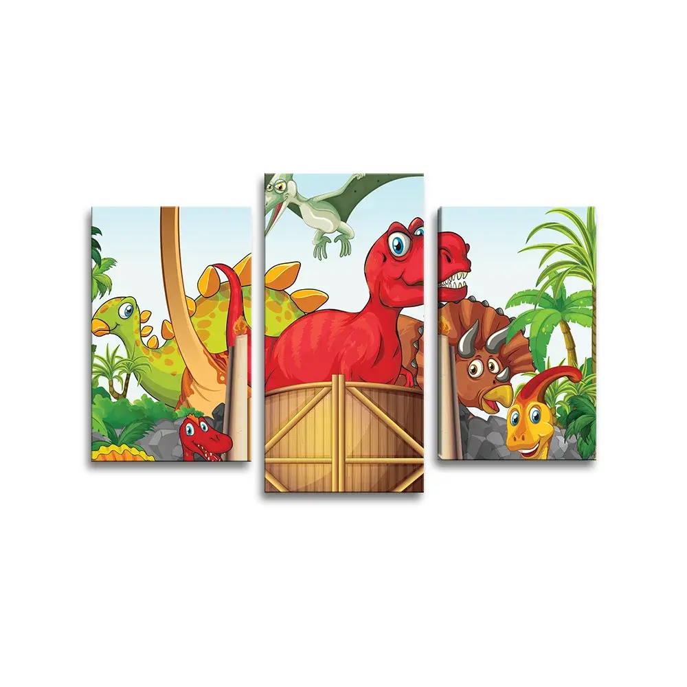 Obraz - 3-dílný Dinosauři 4 - 75x50 cm