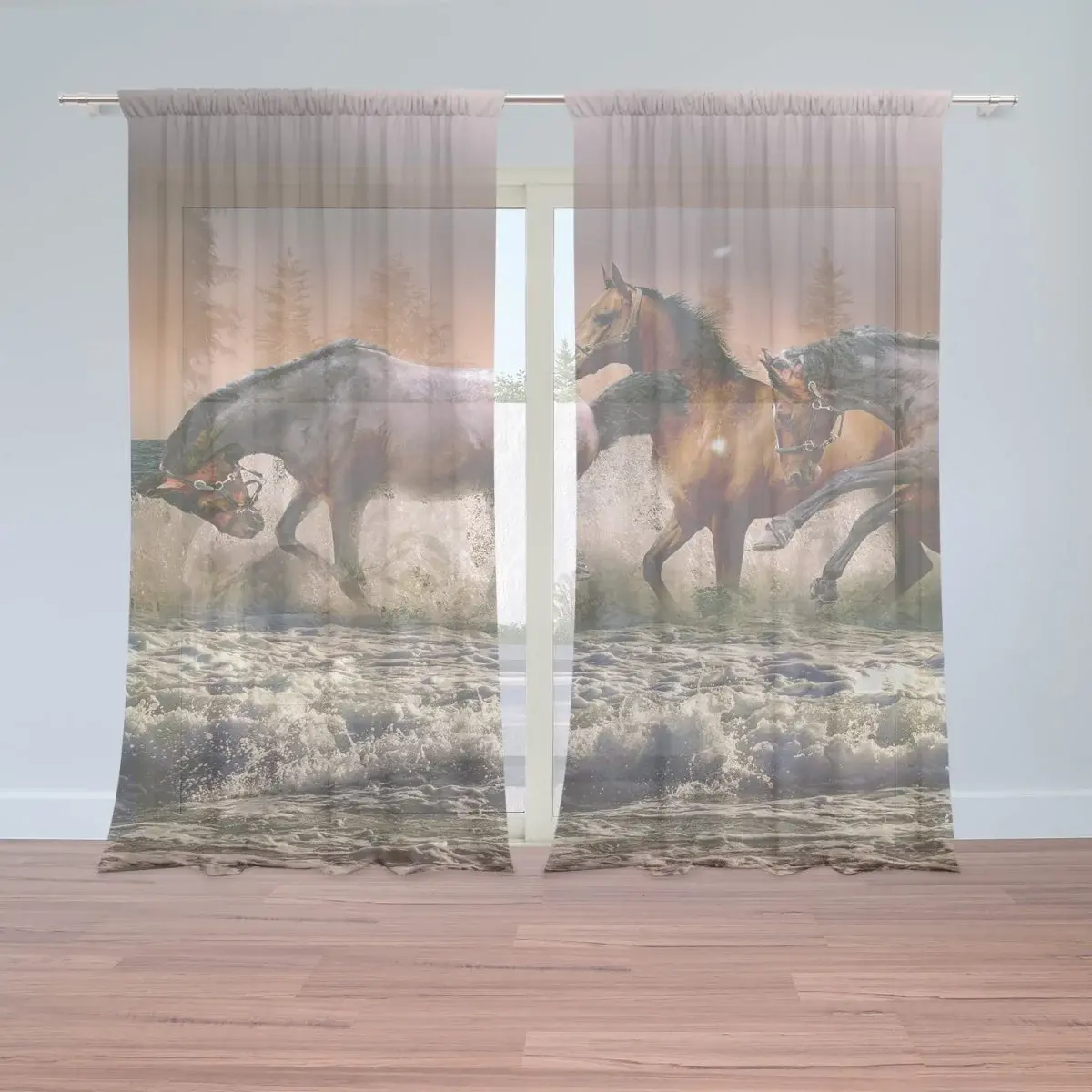 Záclony Koně ve vodě: 2ks 150x250cm