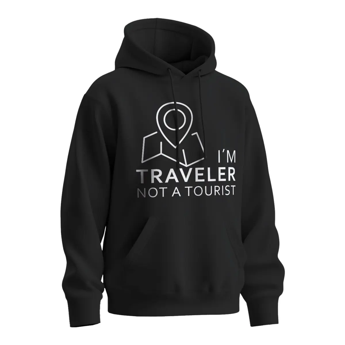 Mikina s potiskem I´m a traveler not a tourist - černá 5XL