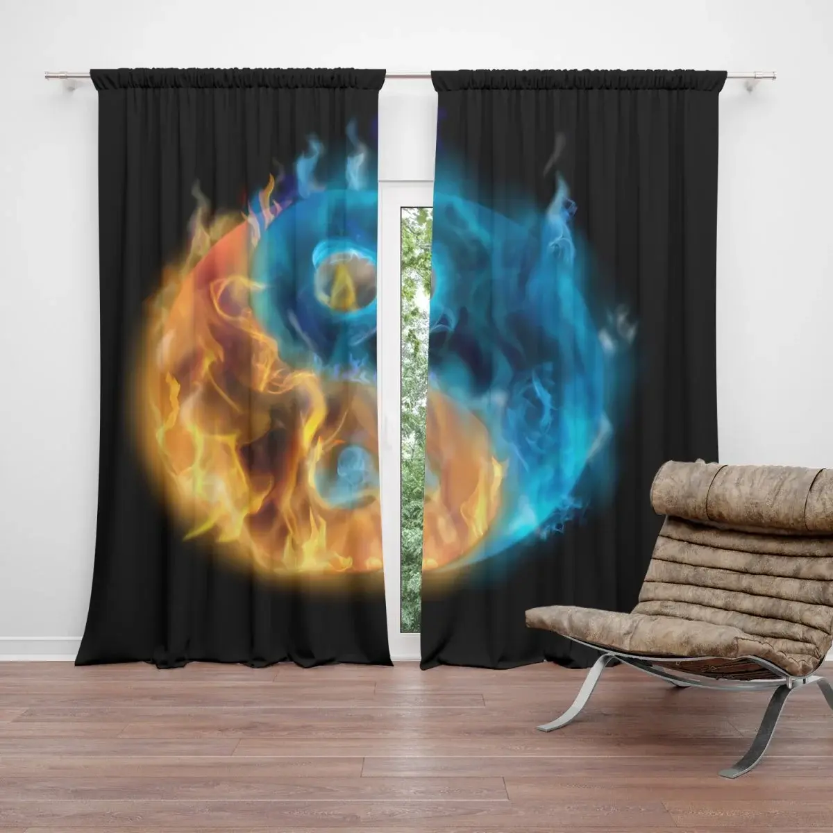 Závěs Ohnivé jin a jang: 2ks 140x250cm