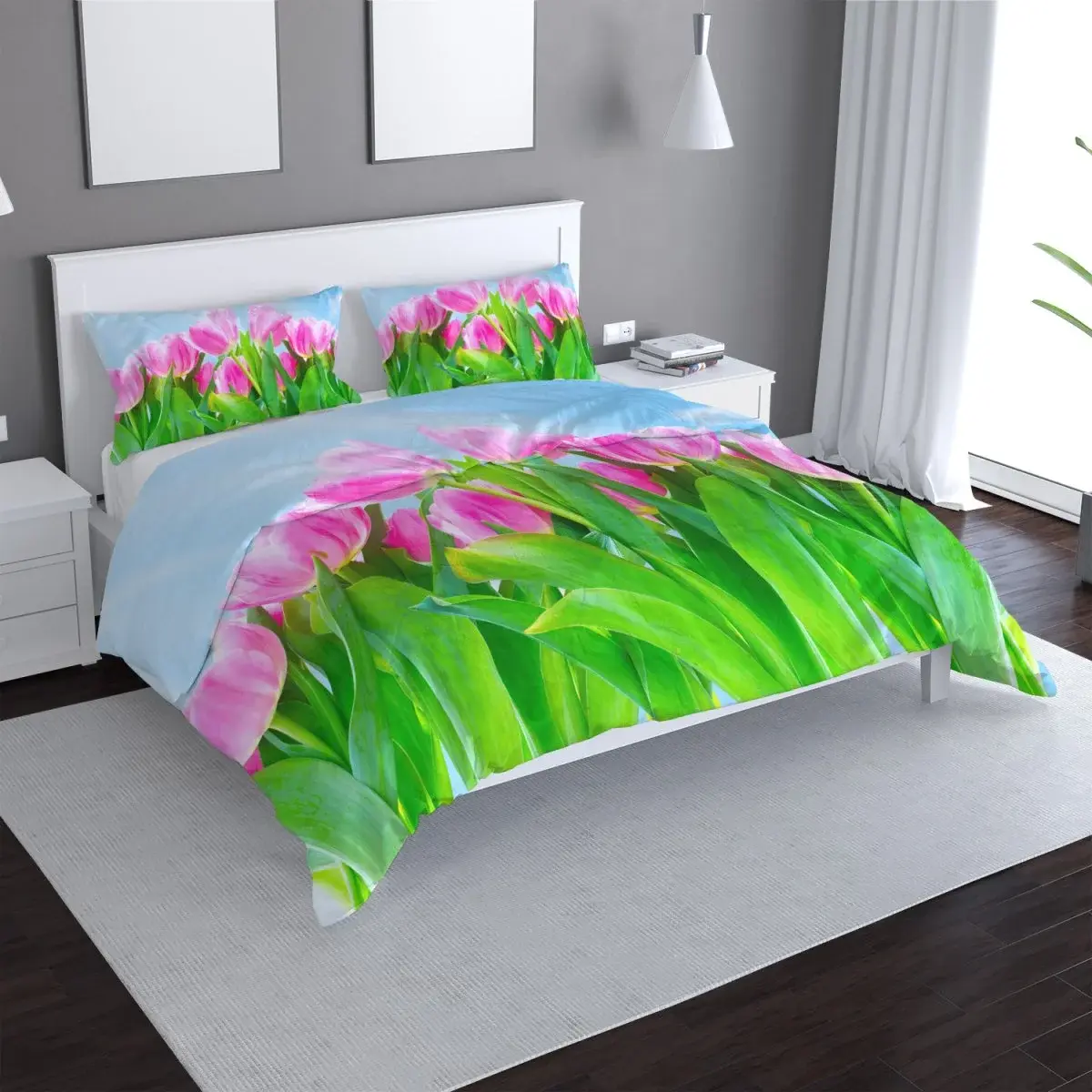 Povlečení Růžové tulipány - 140x220 / 90x70