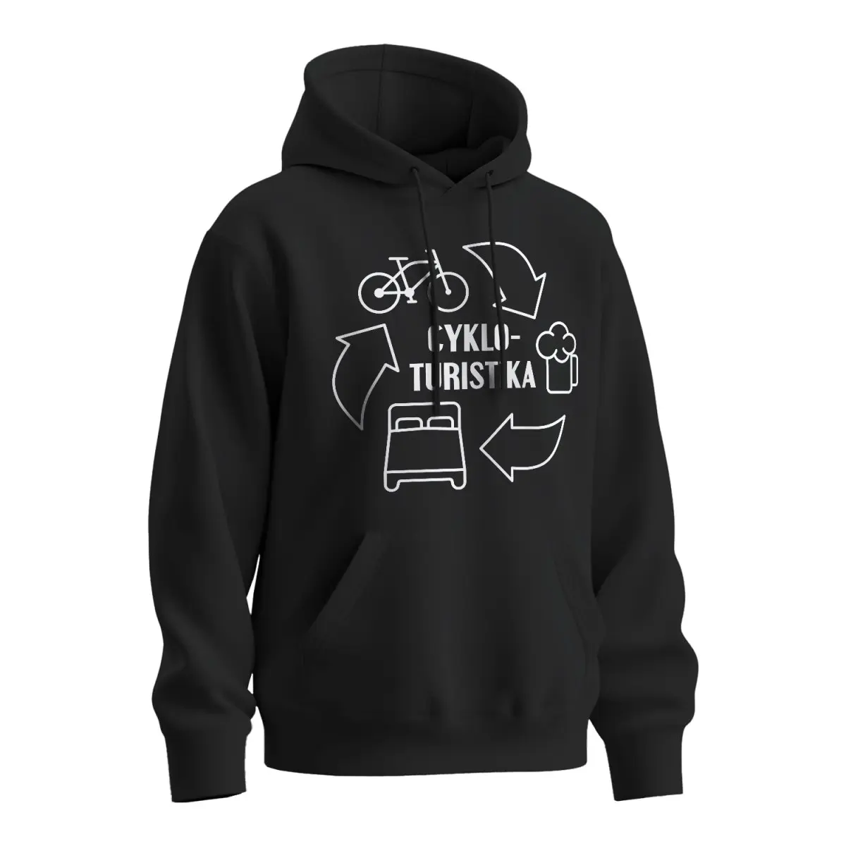 Mikina s potiskem Cyklo-turistika - černá