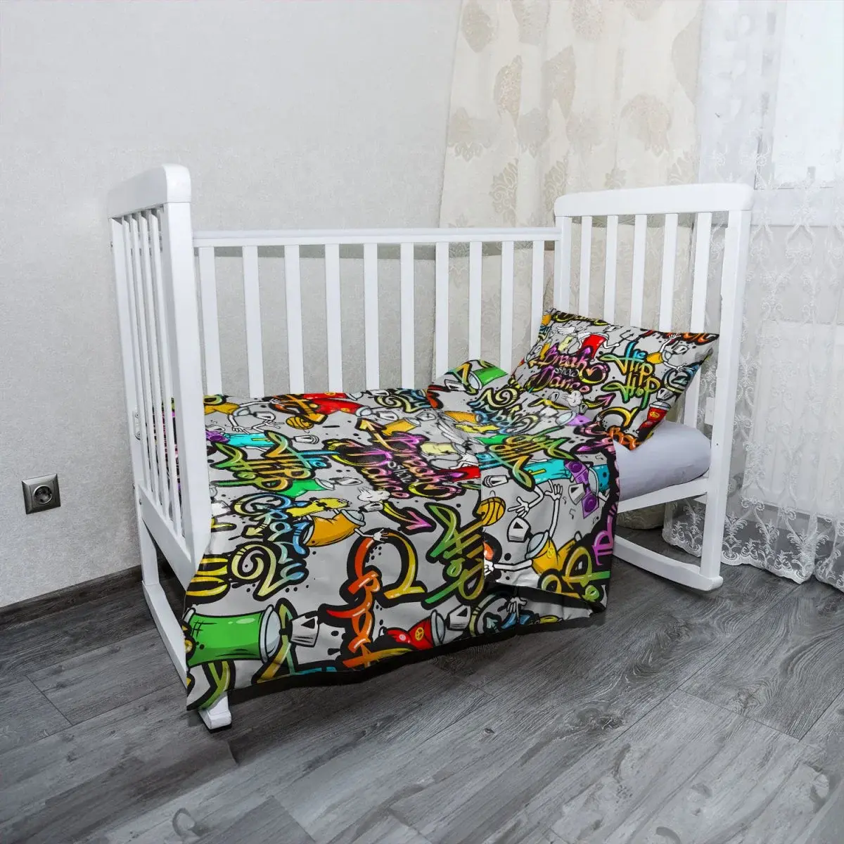 Mikroplyšové dětské povlečení do postýlky Graffiti