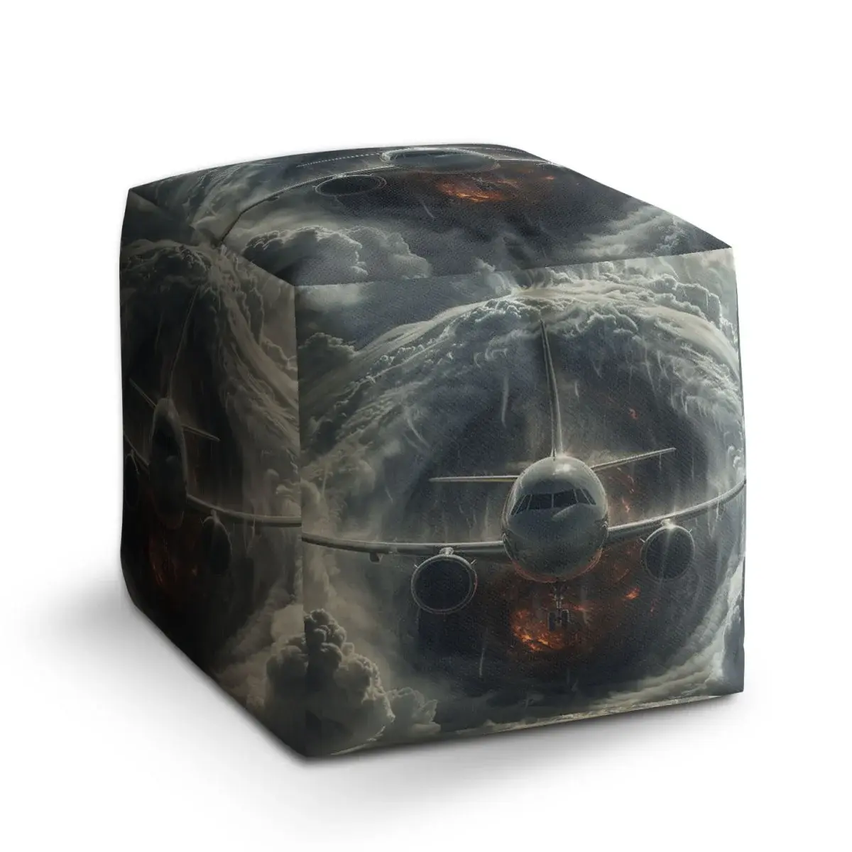 Taburet Cube Letadlo v bouři - 50x50x50 cm