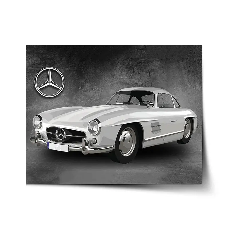 Plakát Mercedes-Benz 300 SL Šedé pozadí - 60x40 cm