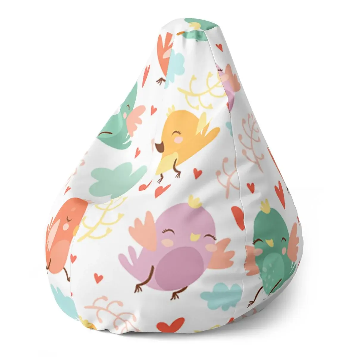 Sedací vak Pear Oblak s ptáčky - 70 x 95 x 15 cm