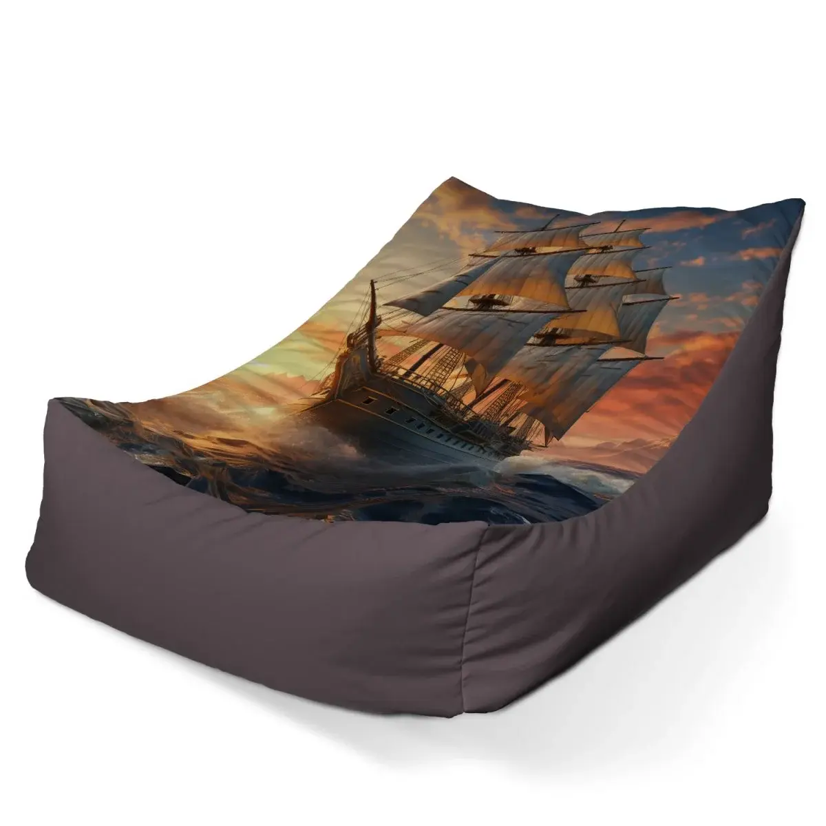 Sedací vak Lounge Plachetnice ve vlnách při východu slunce - 120 x 100 x 80 cm