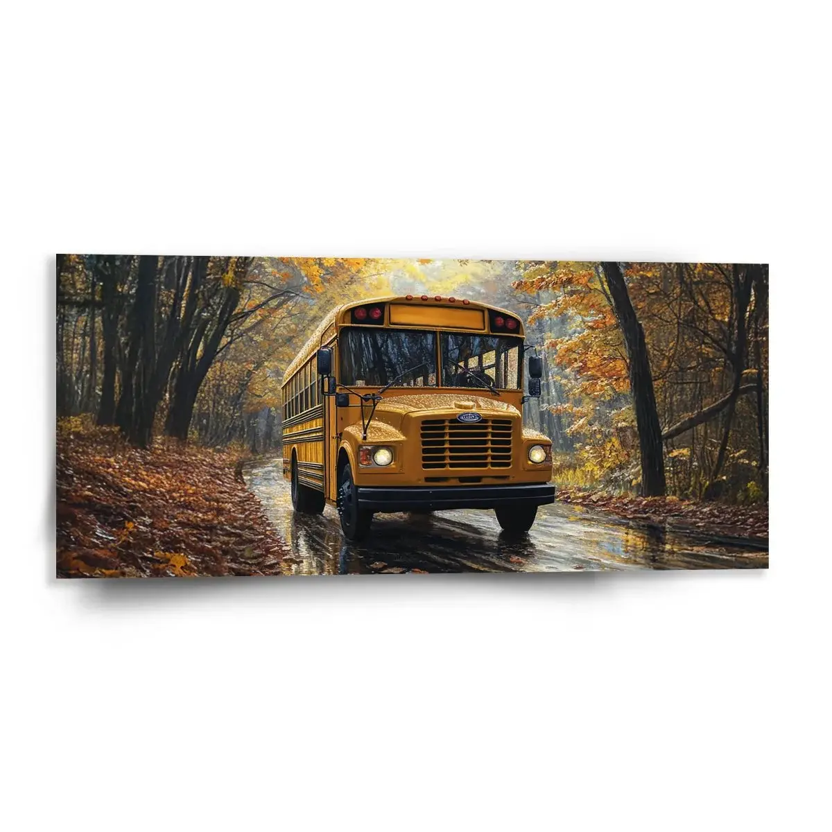 Obraz Žlutý školní autobus - 110x50 cm