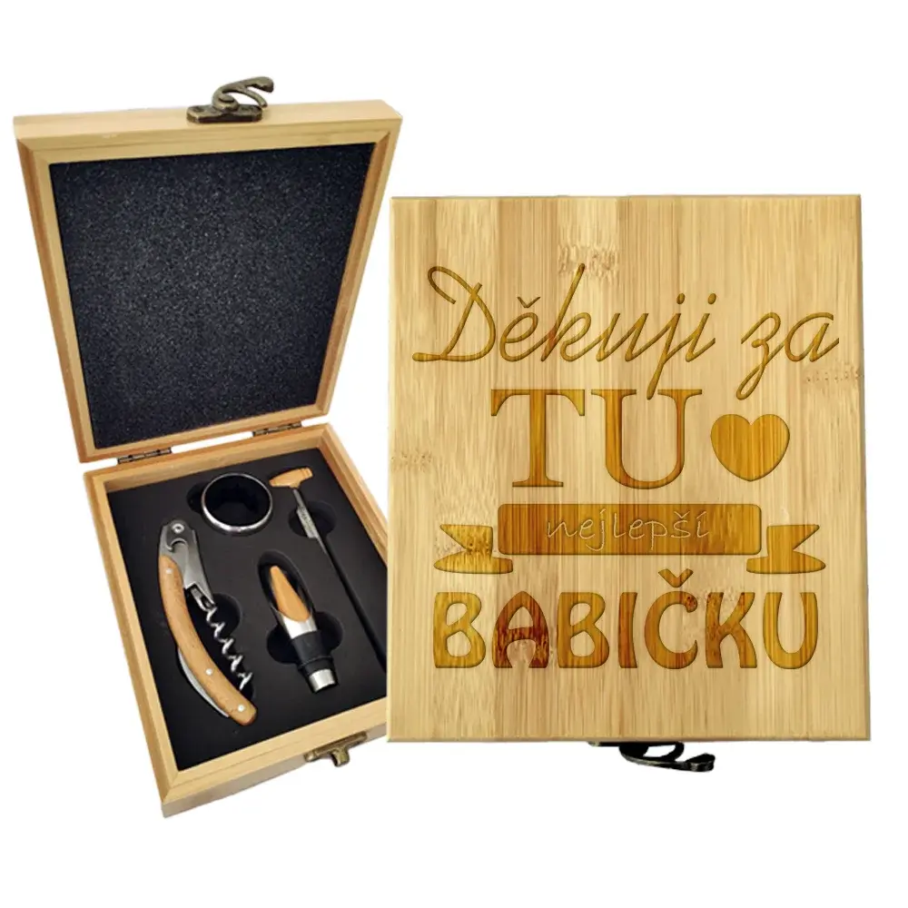 Dárková sada na víno Děkuji za tu nejlepší babičku: 147×168×49 mm