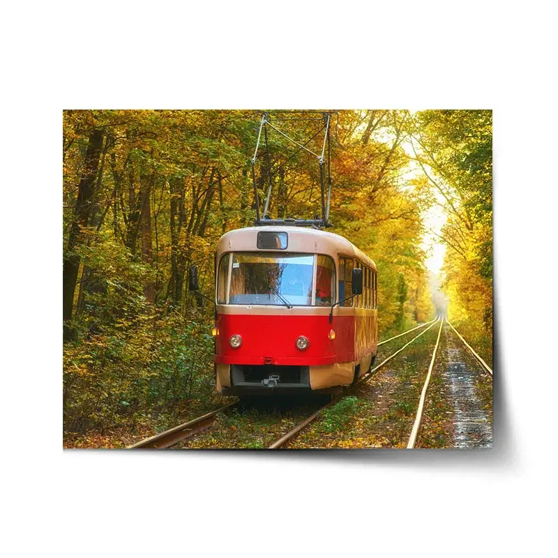 Plakát Červená tramvaj v lese - 90x60 cm