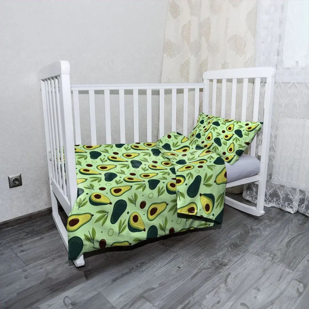 Mikroplyšové dětské povlečení do postýlky Kreslené avokádo