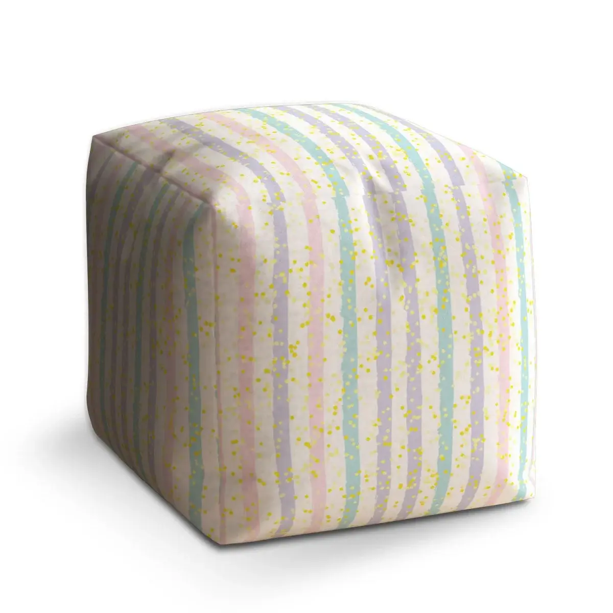 Taburet Cube Pruhy a tečky štětcem - 50x50x50 cm