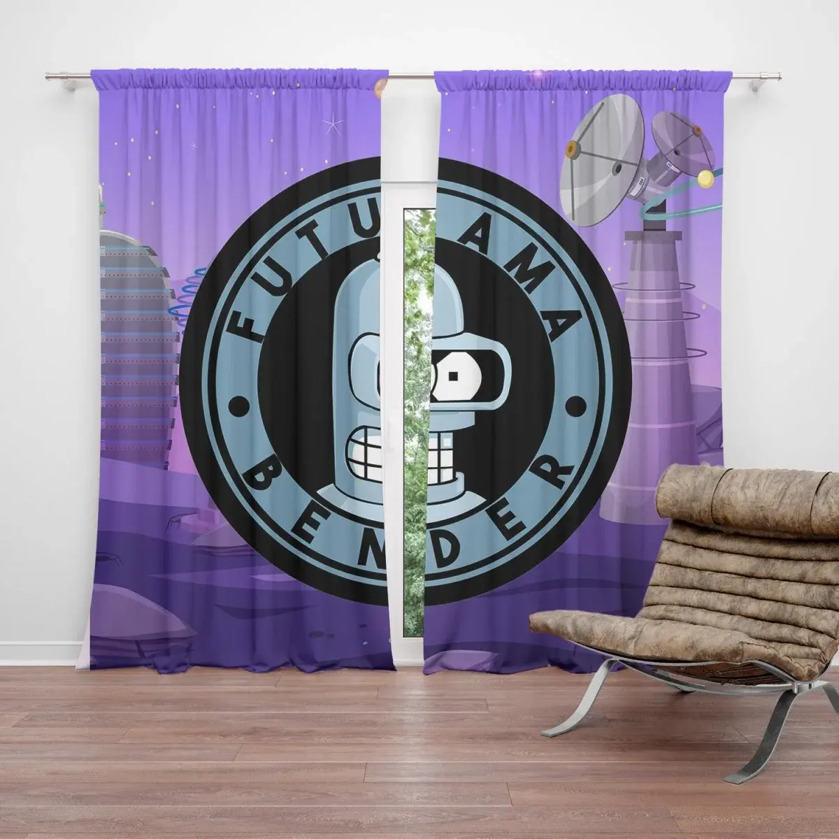 Závěs Futurama Bender Planeta s vysílači: 2ks 140x250cm