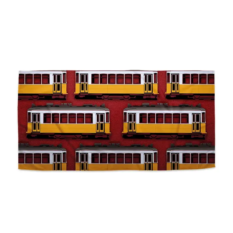 Ručník Lisabonské historické tramvaje Červený Pattern - 70x140 cm