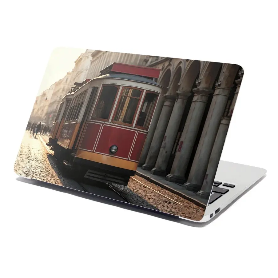 Samolepka na notebook Historická červená tramvaj - 29x20 cm