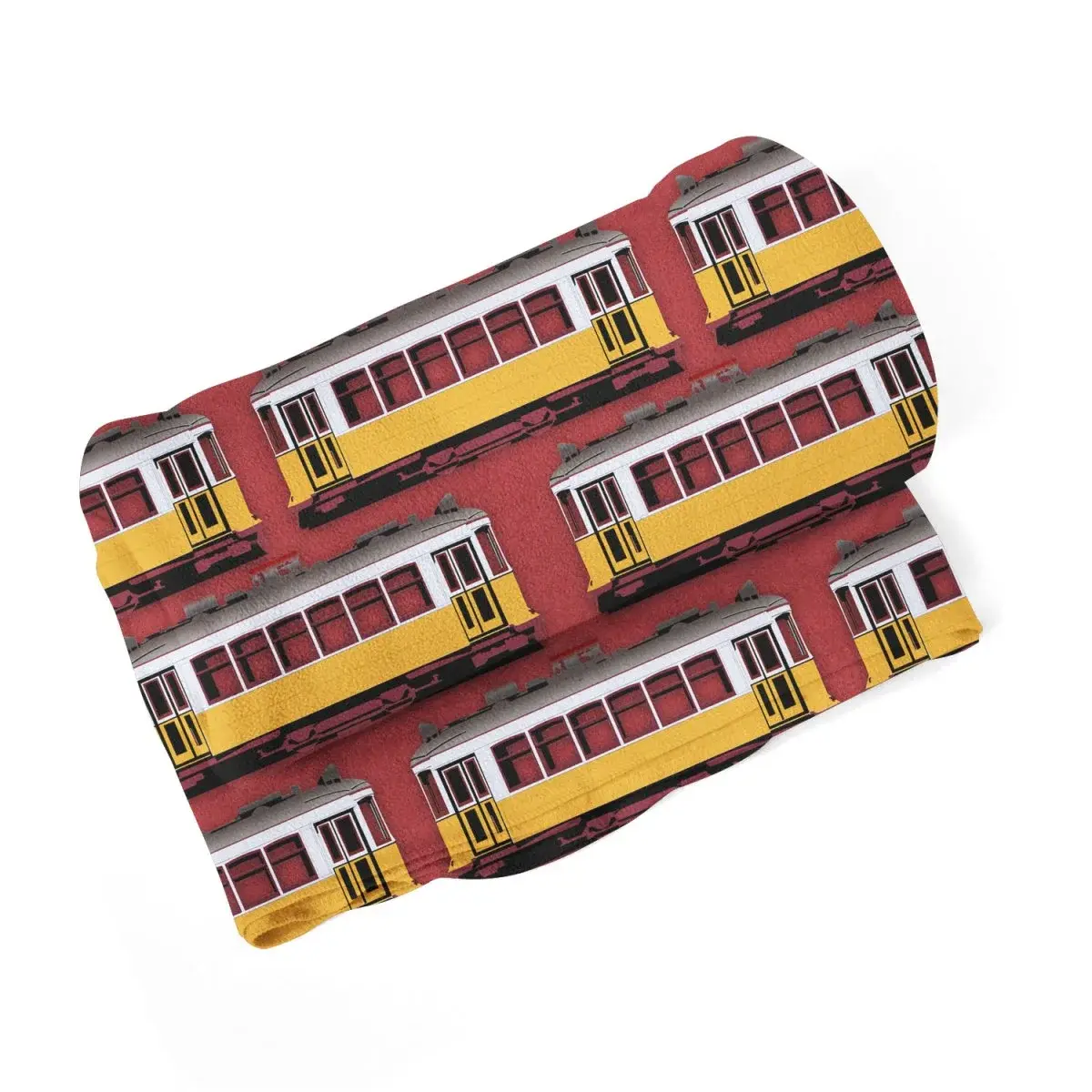 Deka Lisabonské historické tramvaje Červený Pattern - 190x140 cm