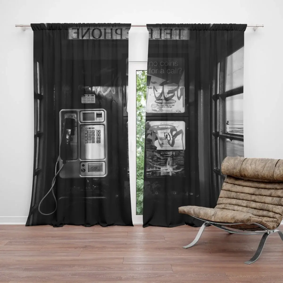 Závěs Telefonní budka: 2ks 140x250cm