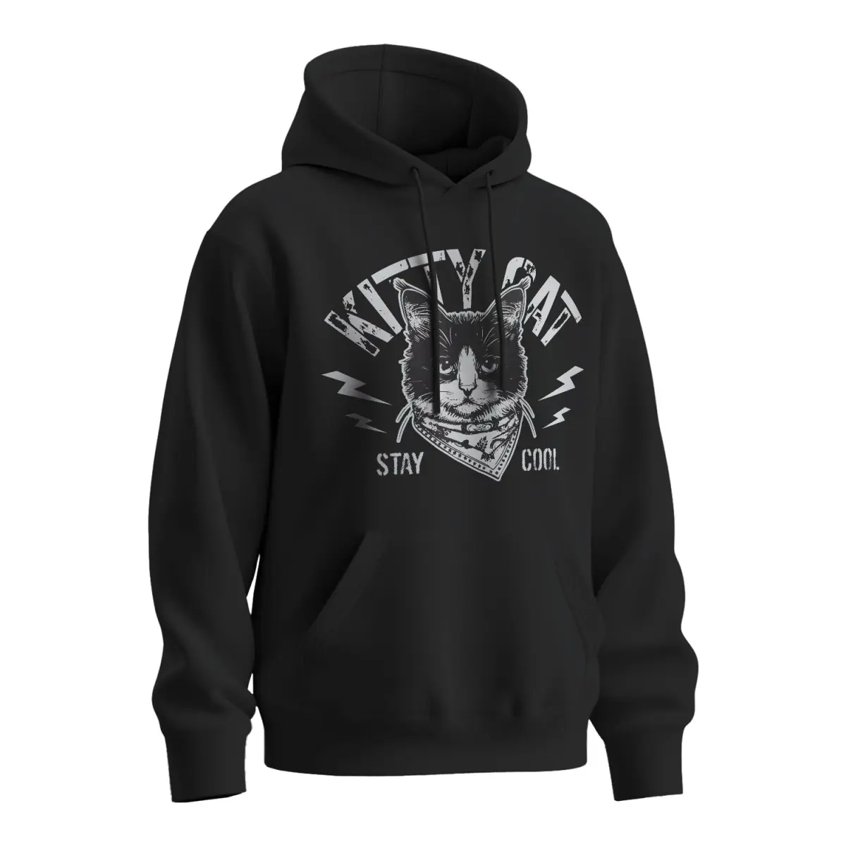 Mikina s potiskem Kočičí rebel - černá 2XL
