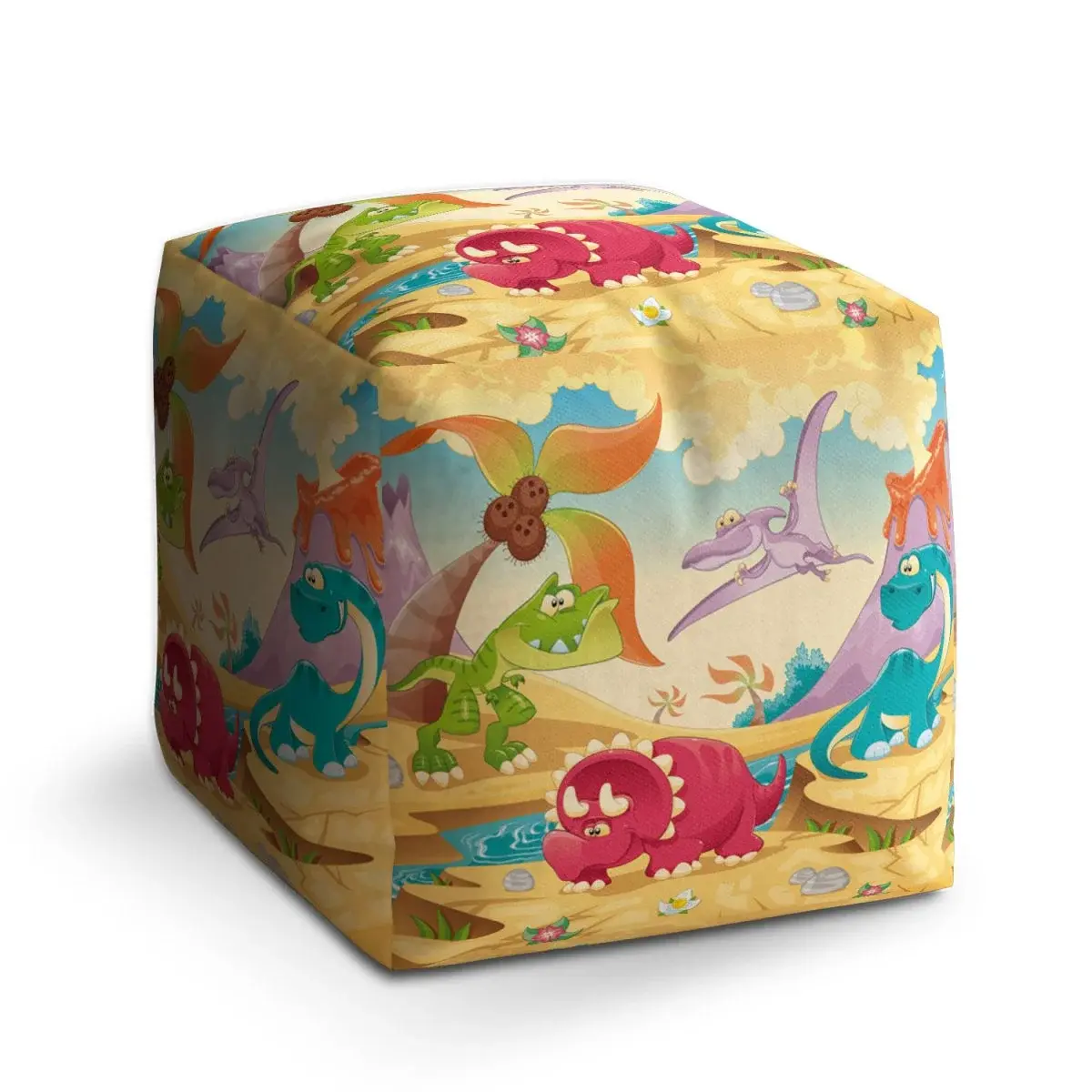 Taburet Cube Dinosauři 5 - 50x50x50 cm