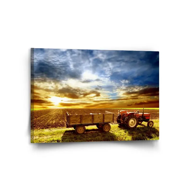 Obraz Traktor s vlečkou - 120x80 cm