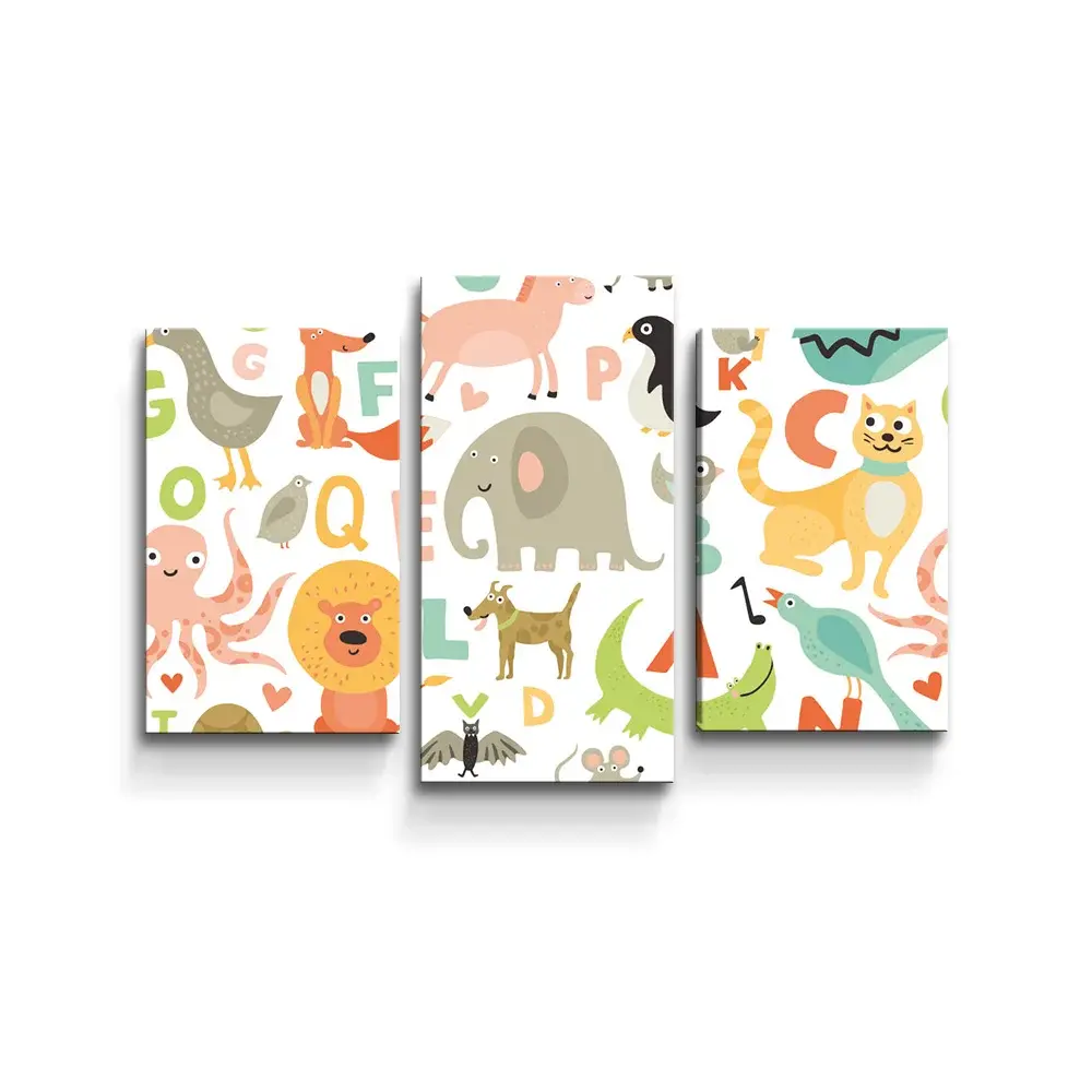 Obraz - 3-dílný Zoo abeceda - 75x50 cm