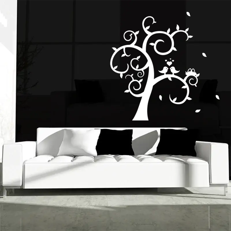 Samolepka na zeď: Strom s ptáčky - 120x120 cm