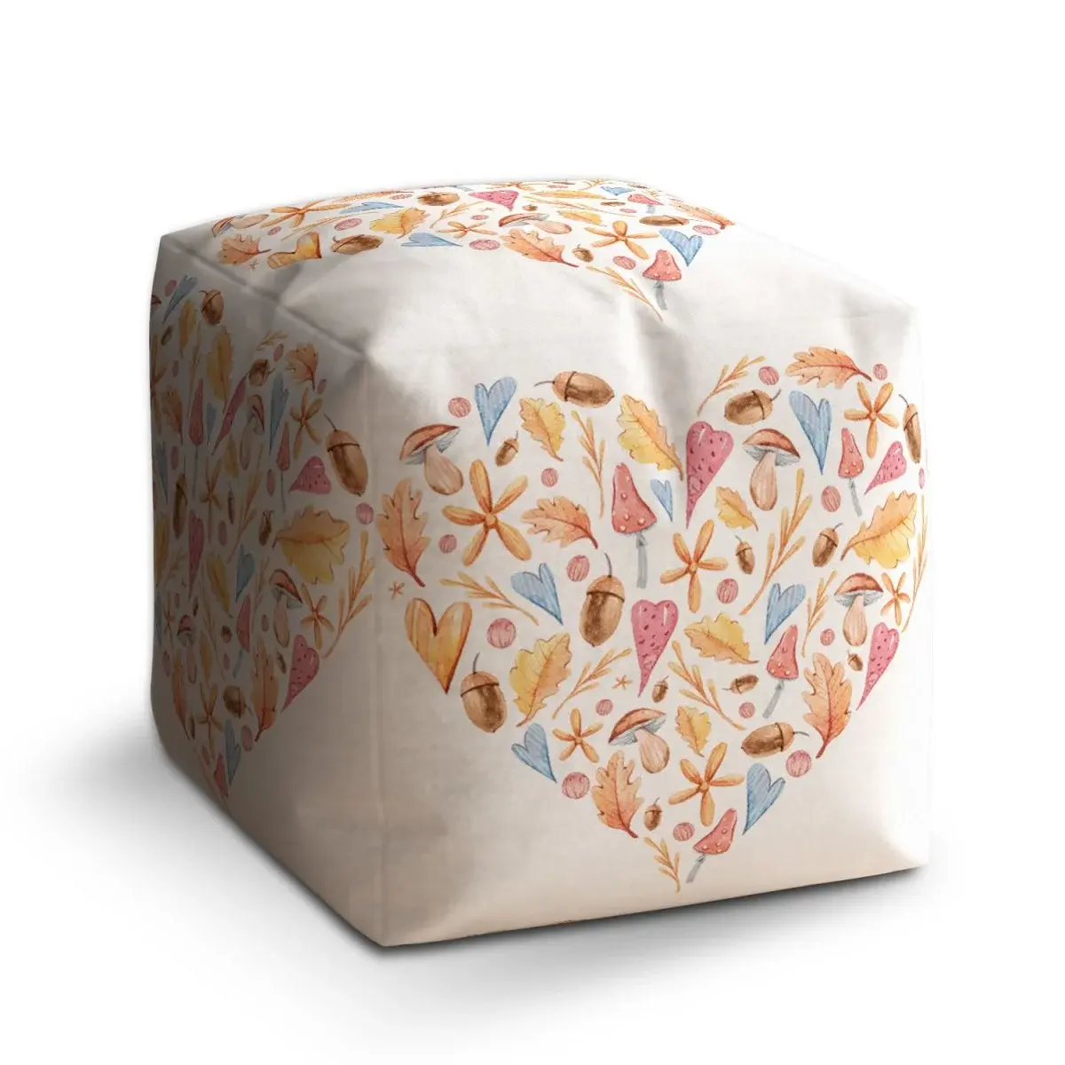 Taburet Cube Podzimní srdce - 60x60x60 cm