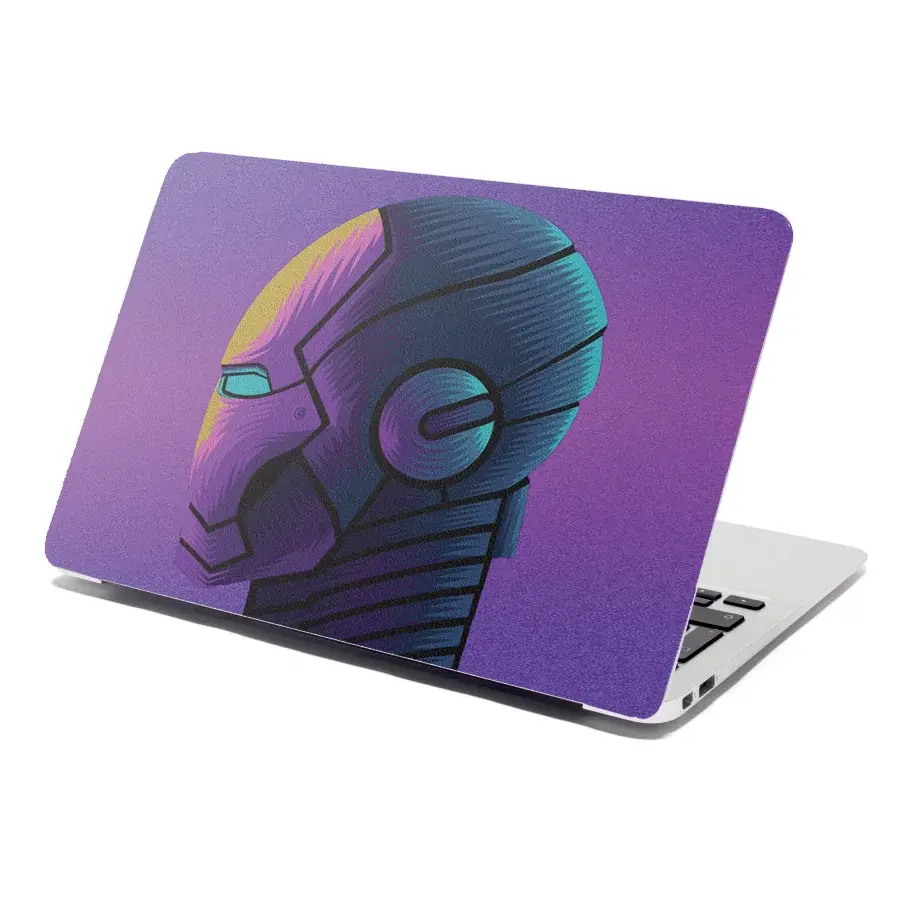 Samolepka na notebook Iron Man Helma na fialové - 38x26 cm