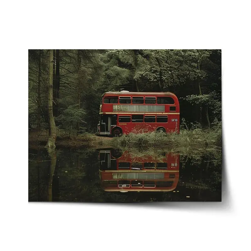 Plakát Červený patrový autobus - 60x40 cm