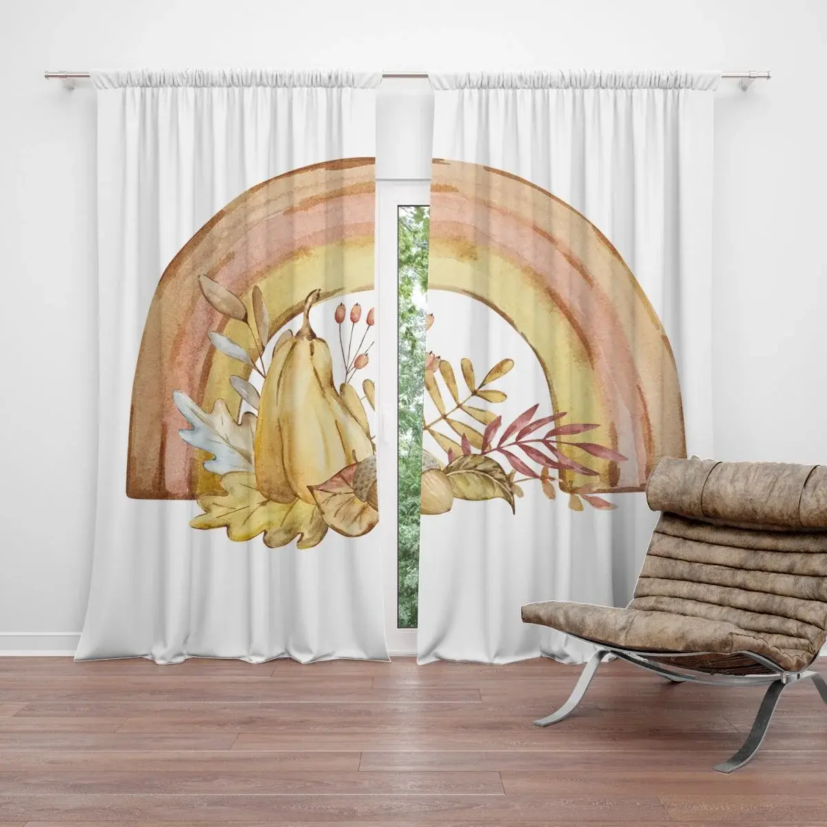 Závěs Podzimní duha: 2ks 140x250cm